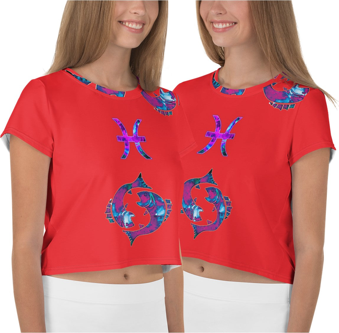 Girls Graphic Crop Tee. Waist length Crop Top- Pisces. WickedYo.